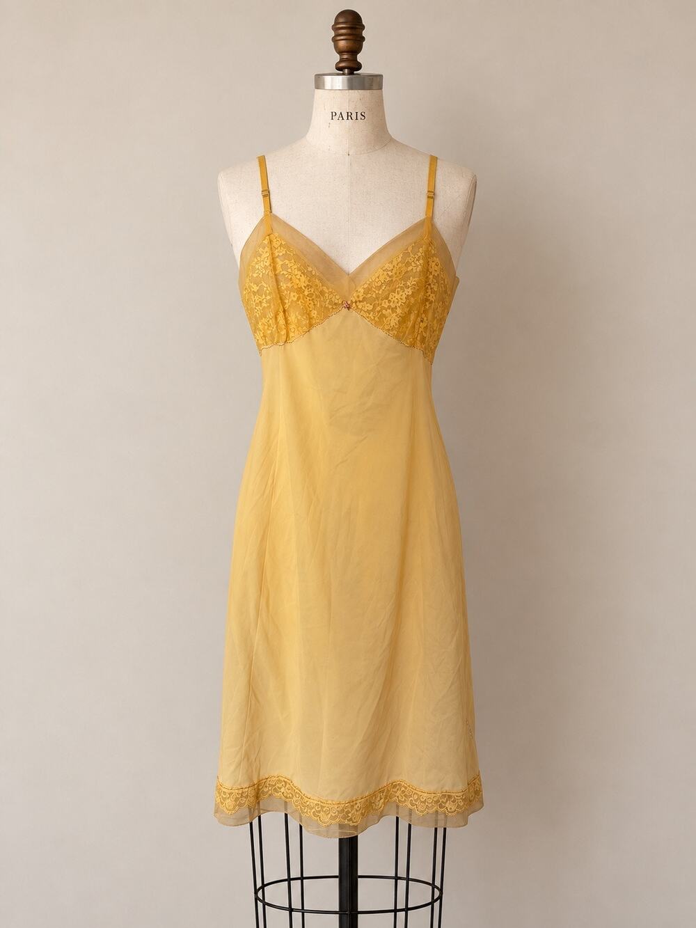 Vintage Yellow Lace Slipdress Nightgown